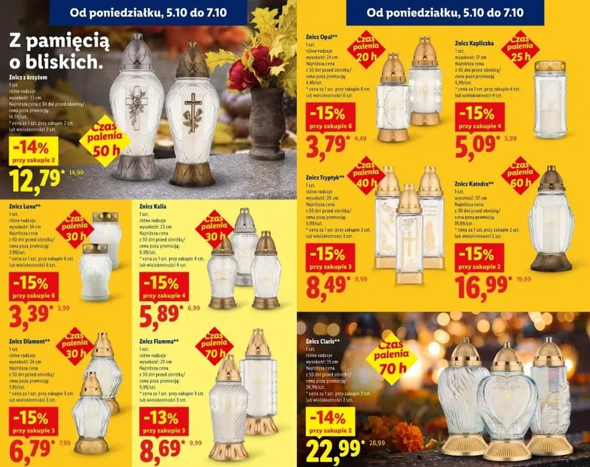 Rekordowe ceny zniczy w Lidlu na Wszystkich Świętych. Kapliczki za 5,99 zł, a wkłady za grosze. Przeceny już ruszyły