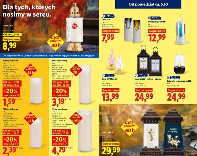 Rekordowe ceny zniczy w Lidlu na Wszystkich Świętych. Kapliczki za 5,99 zł, a wkłady za grosze. Przeceny już ruszyły
