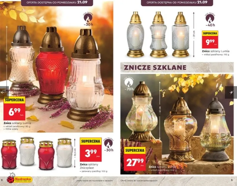 Nowe promocje w Biedronce na Wszystkich Świętych. Znicze już od 9,99 zł, promocje 4+4, a chryzantemy za symboliczne grosze