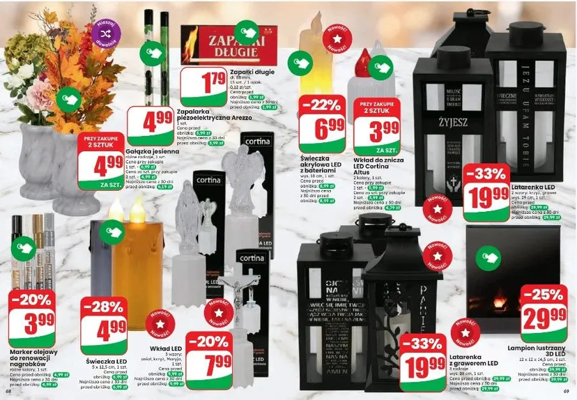 Dino z promocyjną ofertą na Wszystkich Świętych. Chryzantemy za 4,99 zł, a znicze "6+6 gratis"