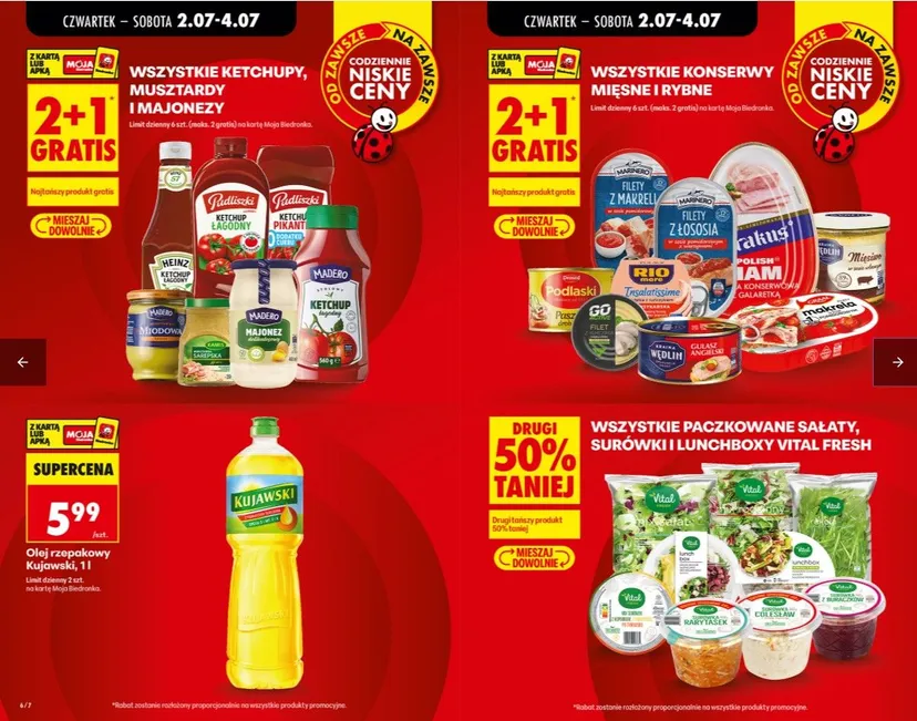 Od czwartku w Biedronce atrakcyjne promocje. 3+3 gratis na popularne produkty