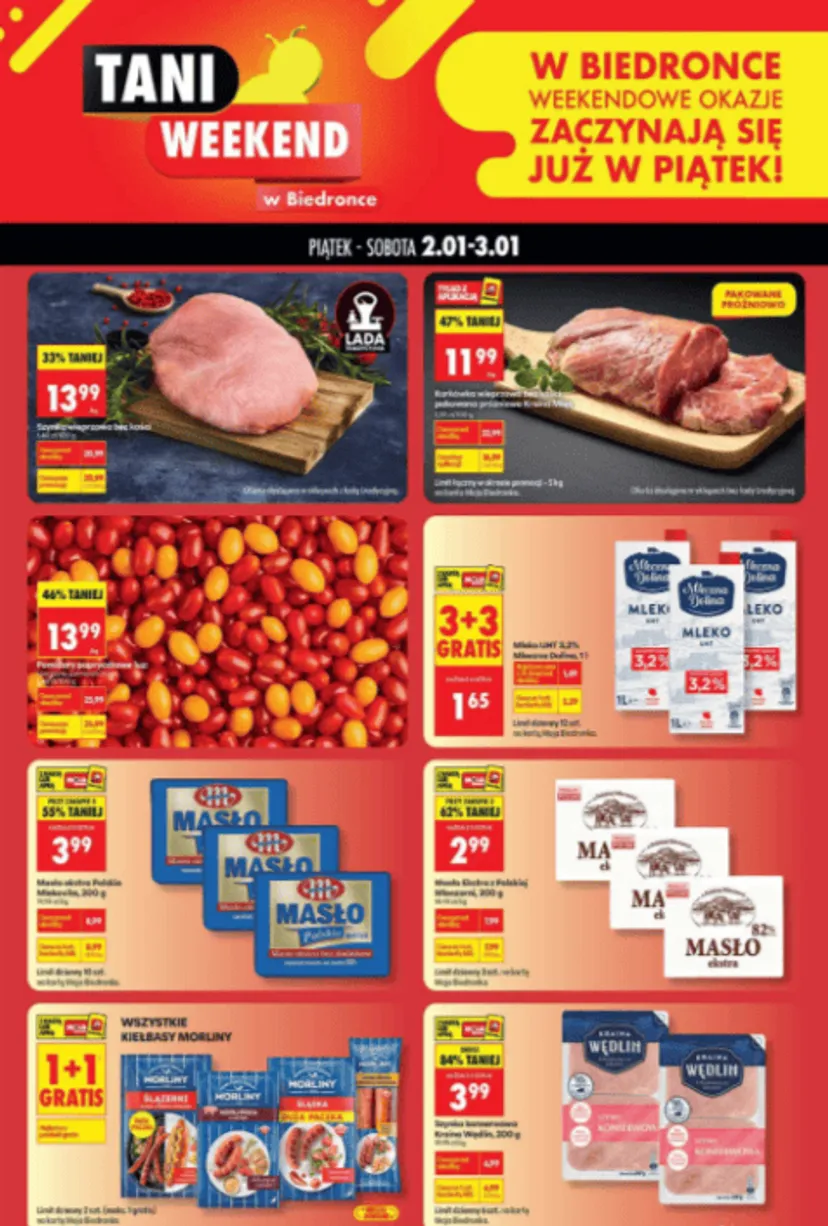 Biedronka odpala petardę od 2 stycznia. Po 1 zł dla wszystkich i nawet 50% zniżki. Są limity