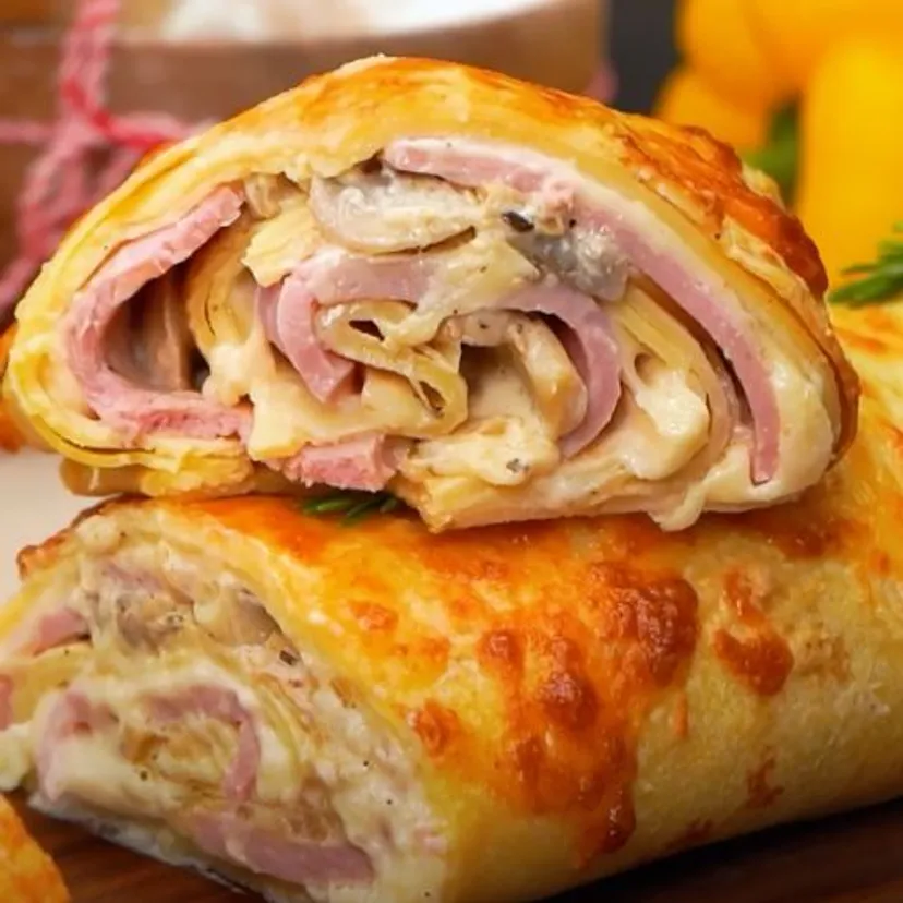 Zawijam w ciasto naleśnikowe wędlinę i pieczarki. Ta kolacja to mistrzostwo świata