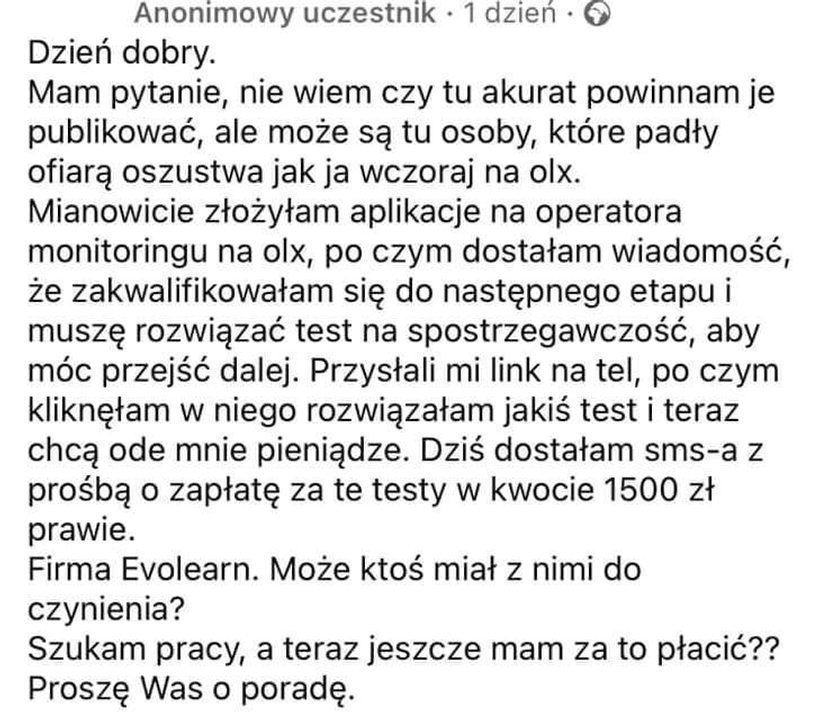 Ludzie skarżą się na ukryte koszty rekrutacji w pewnej firmie. Szukają pracy, a dostają wezwanie do zapłaty