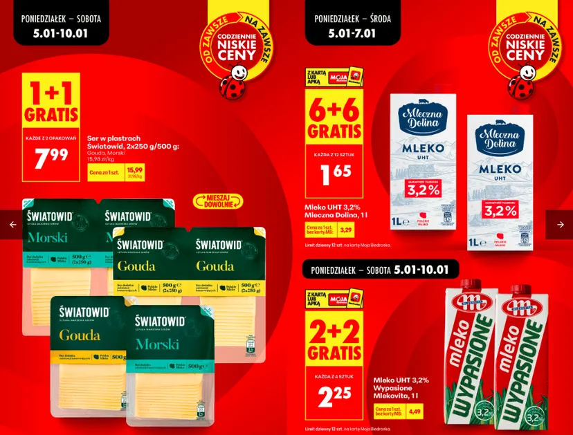 "2+1 gratis" w Biedronce. Masło, jaja i mięso jeszcze taniej, klienci ładują do wózków