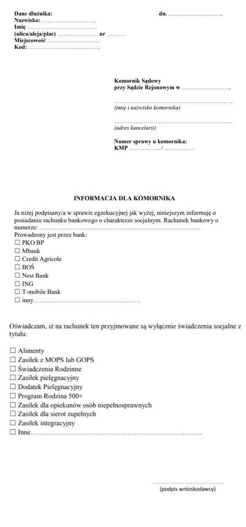 Konto wolne od zajęcia komorniczego. Z takiego rachunku długi nie mogą być ściągane