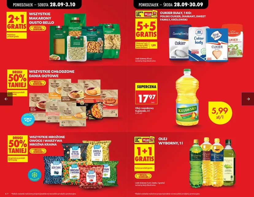 Szalone promocje w Biedronce od 28 września. Akcja 2+1 i przeceny aż do 80%, oferta ograniczona czasowo