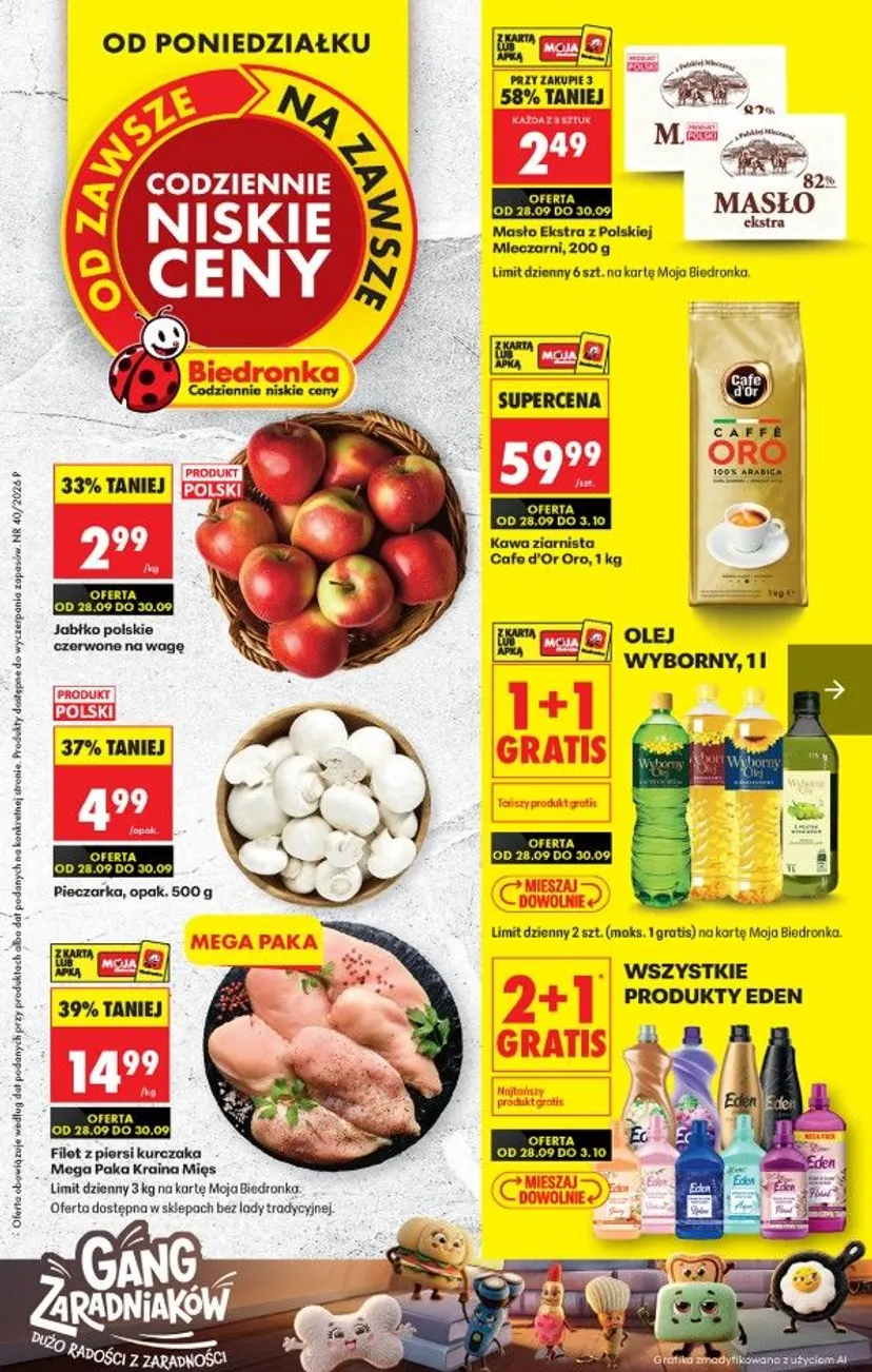 Szalone promocje w Biedronce od 28 września. Akcja 2+1 i przeceny aż do 80%, oferta ograniczona czasowo