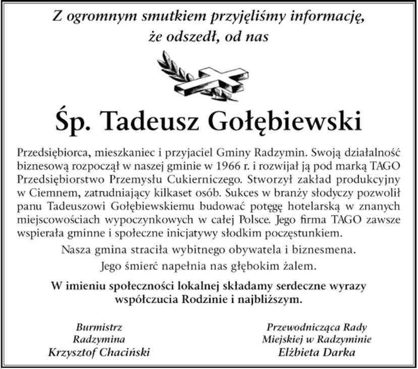 Tak wygląda grób Tadeusza Gołębiewskiego. Nie doczekał otwarcia dzieła swojego życia