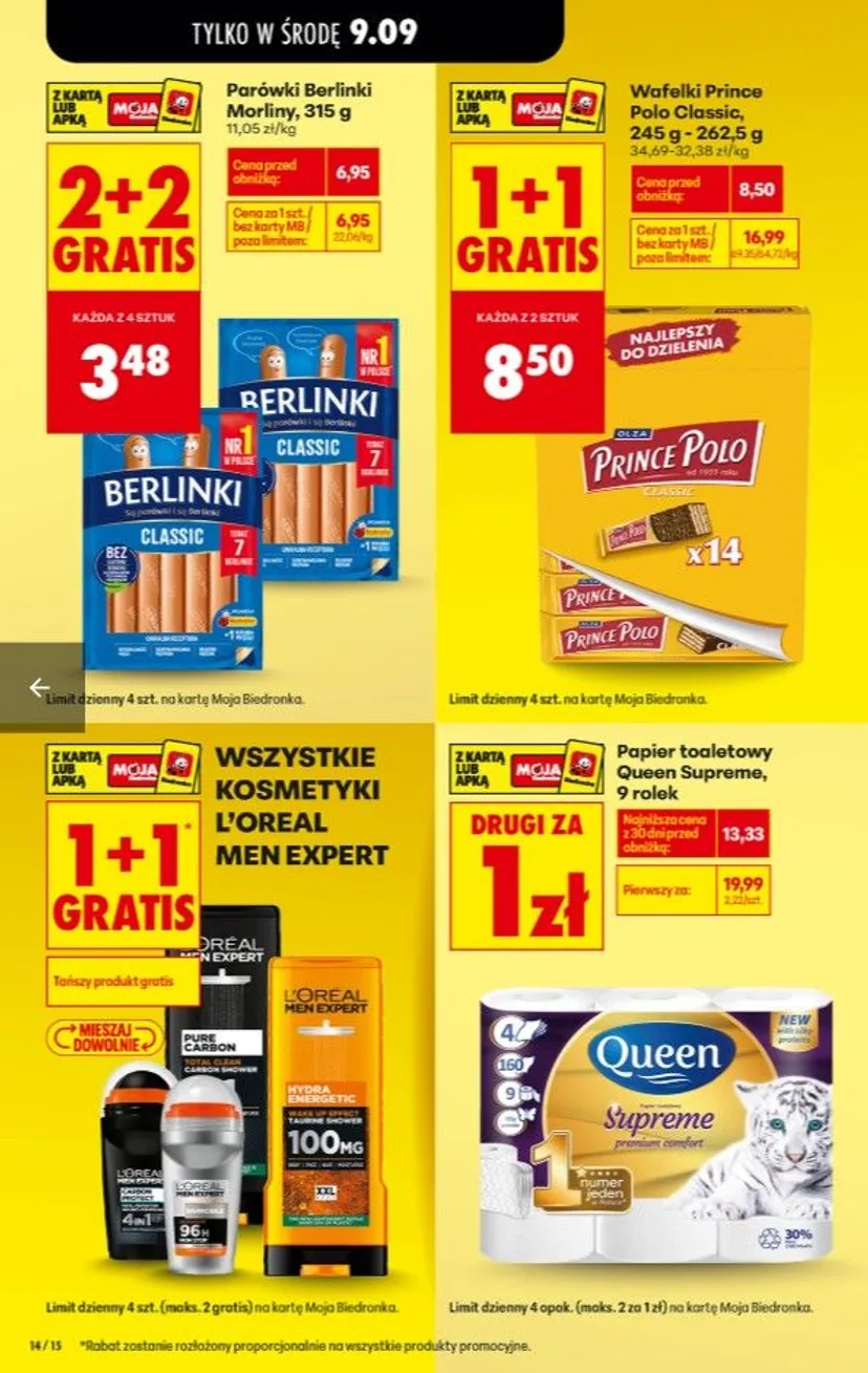 Szalone promocje w Biedronce na 9 września. Przeceny do 70%, akcje, 2+2 i hit za 0,99 zł/kg