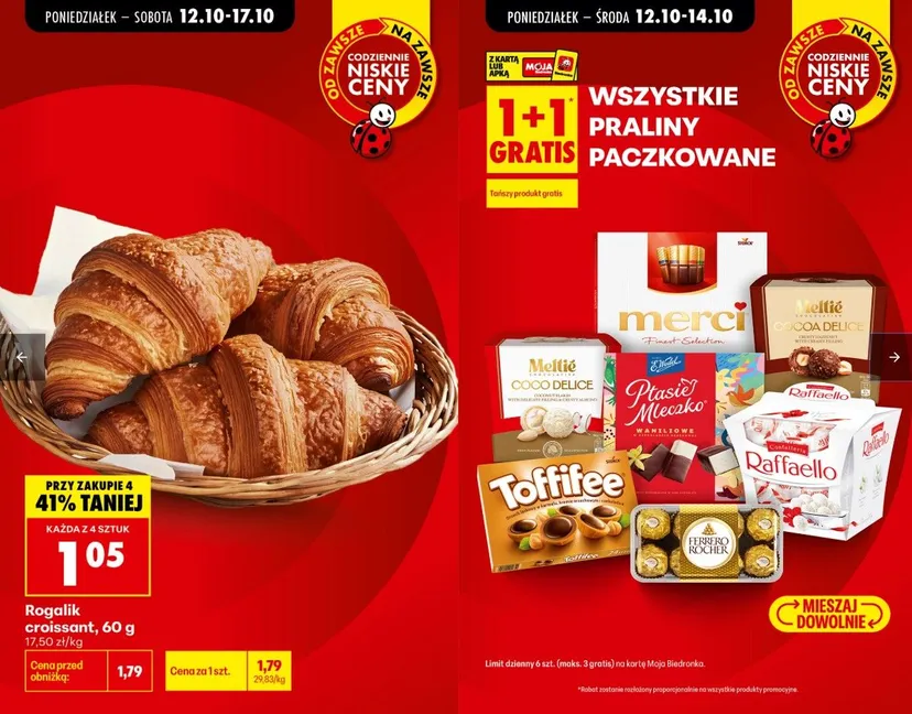 Biedronka rusza z promocjami od 12 października. Akcja 1+1, słodycze przecenione 50%, a ceny masła to hit