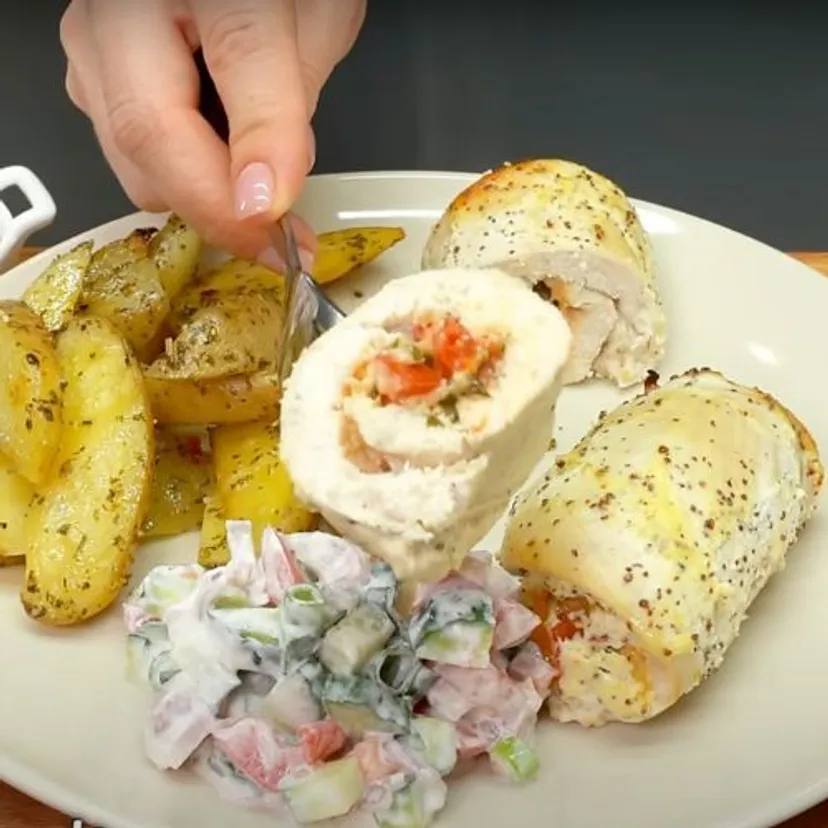 Natrzyj przyprawami, dodaj nadzienie i zawiń. Pieczone roladki z kurczaka będą wyśmienite
