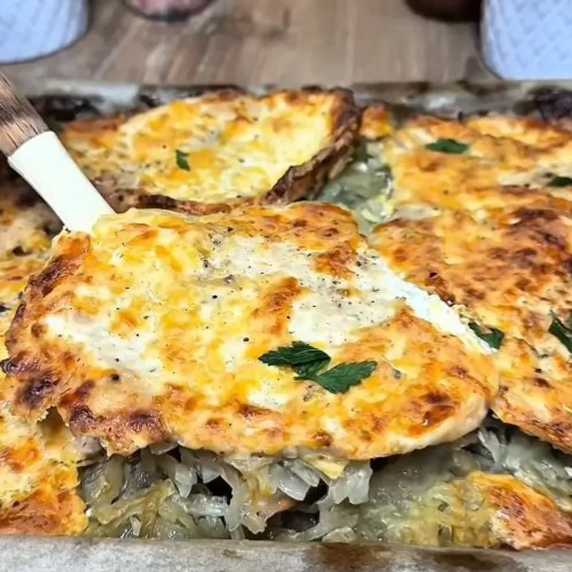 Ścieram ziemniaki i układam na nich plastry schabu. Mąż co tydzień prosi mnie o ten obiad