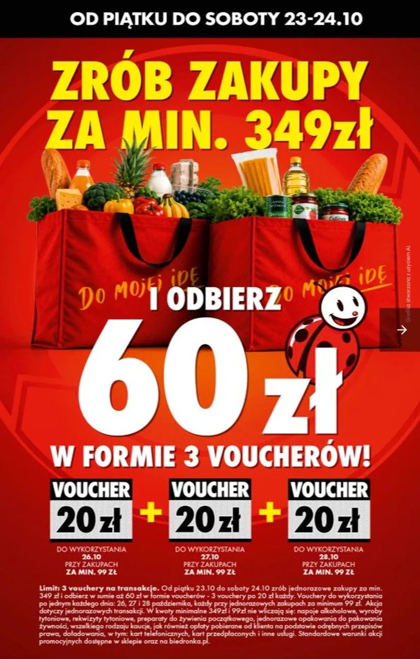Biedronka rusza z wielką wyprzedażą. Do tego 60 zł w voucherach za zakupy