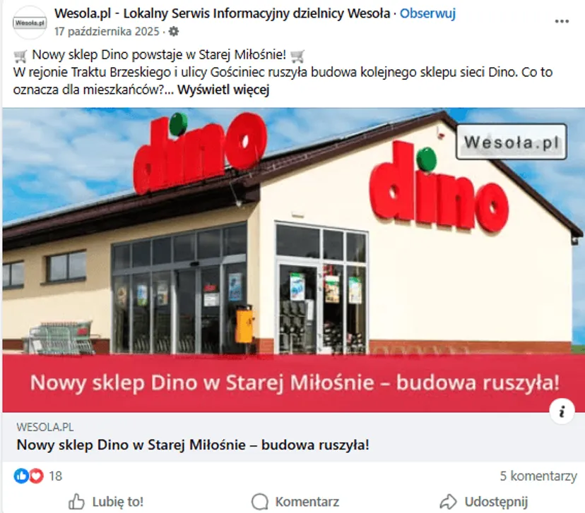 Nie tylko Wilanów. To tu otworzą trzeci market Dino w Warszawie, znamy dokładną lokalizację