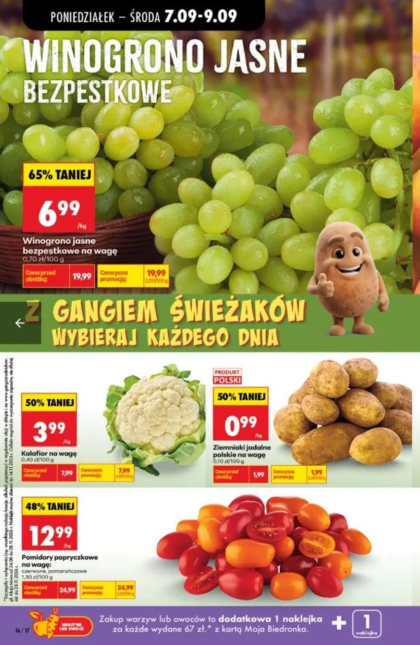 Szalone promocje w Biedronce na 9 września. Przeceny do 70%, akcje, 2+2 i hit za 0,99 zł/kg