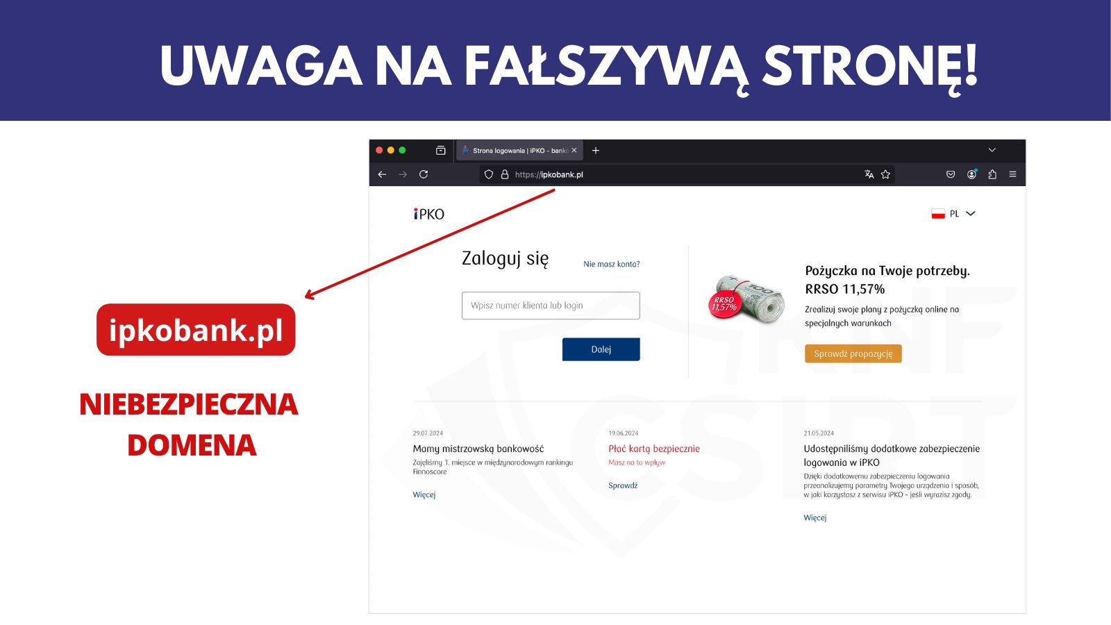 Fałszywa domena PKO BP