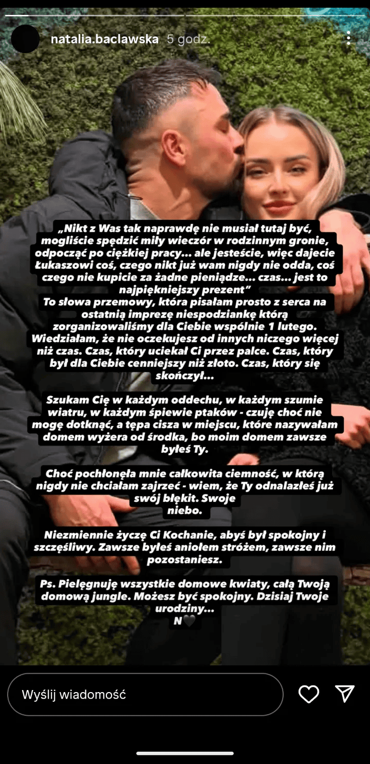 "Czas się skończył...". Partnerka Łukasza Litewki napisała to publicznie. Słowa chwytają za gardło