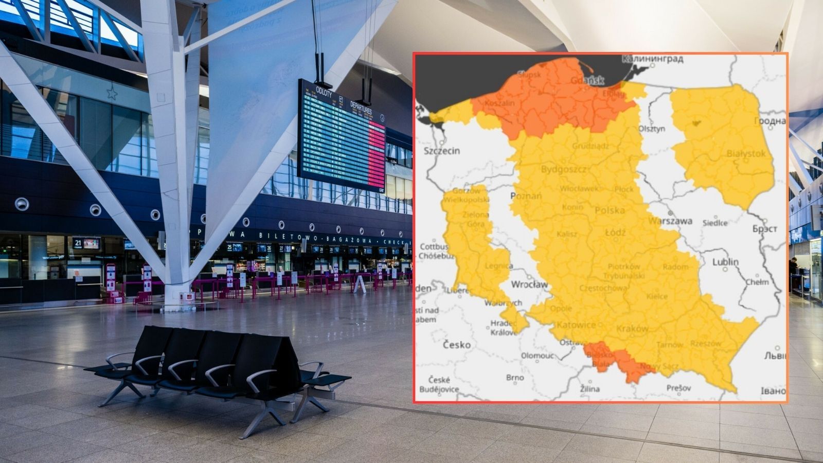 Polskie lotnisko zasypane, odwołane i opóźnione loty. Pasażerowie utknęli w terminalach