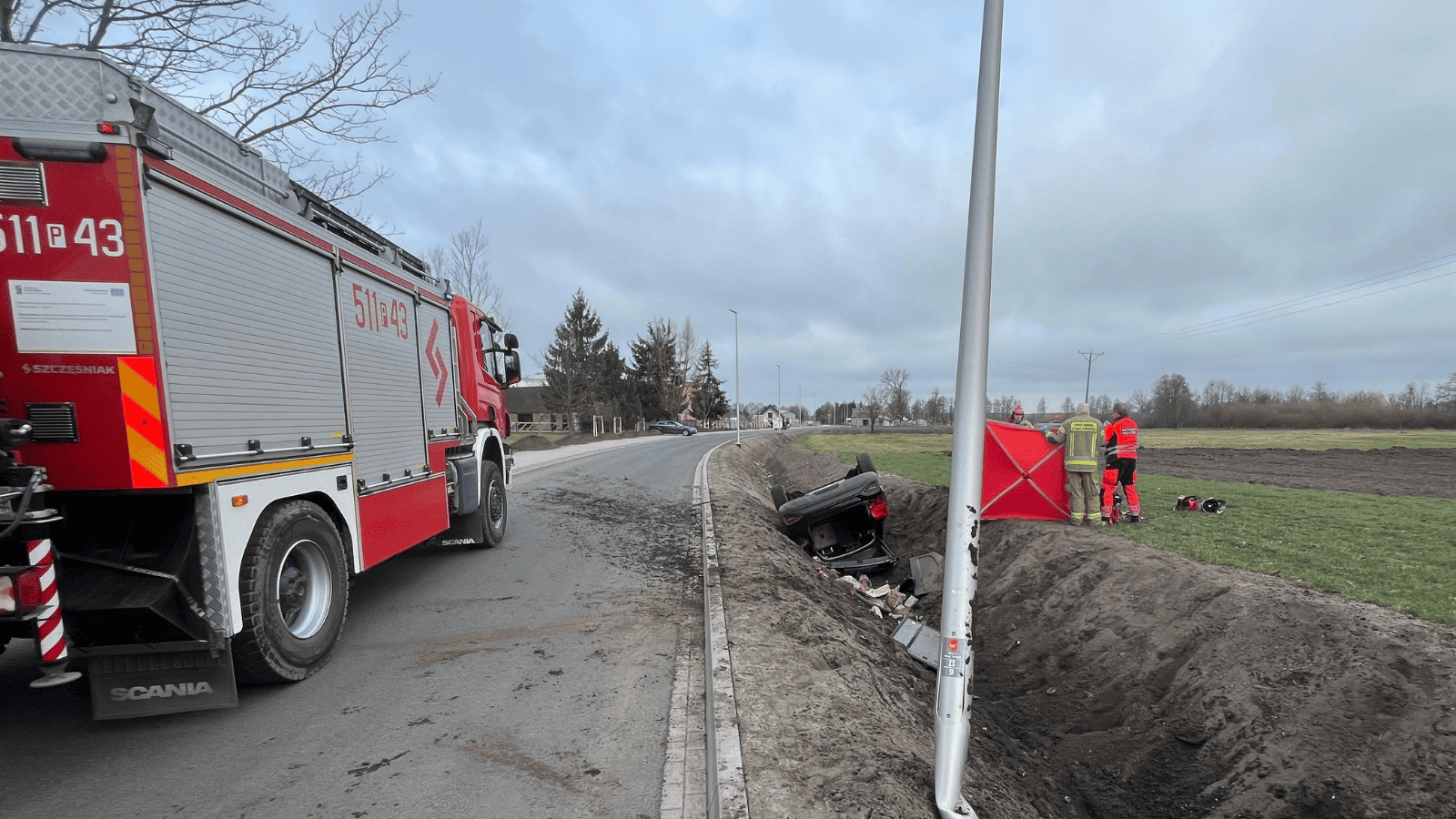 Wypadek, fot. KP PSP Nowy Tomyśl