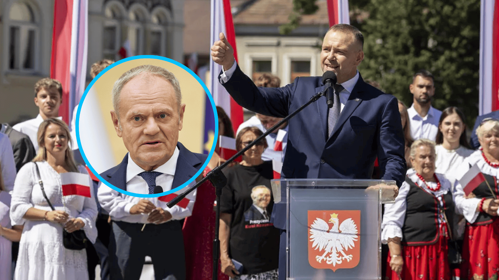 Karol Nawrocki w Skawinie, Donald Tusk (w kółku)
