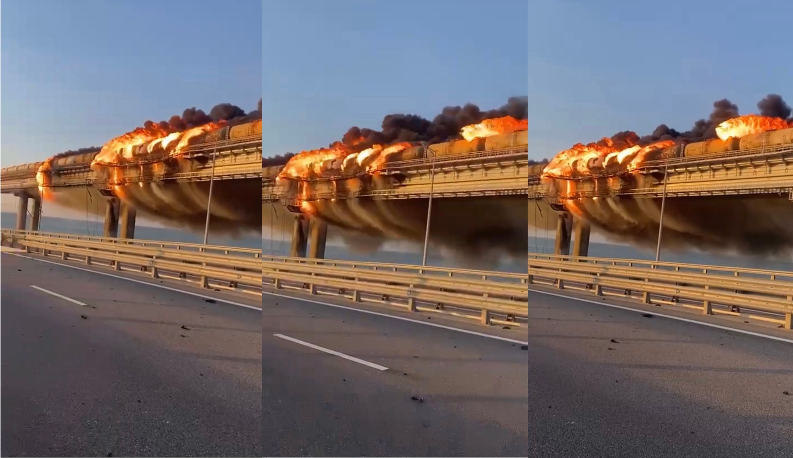 Most Krymski został poważnie uszkodzony. Wiele wskazuje na to, iż za ogień odpowiada strona ukraińska.