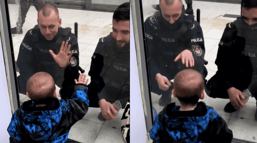 Polska policja z chłopcem