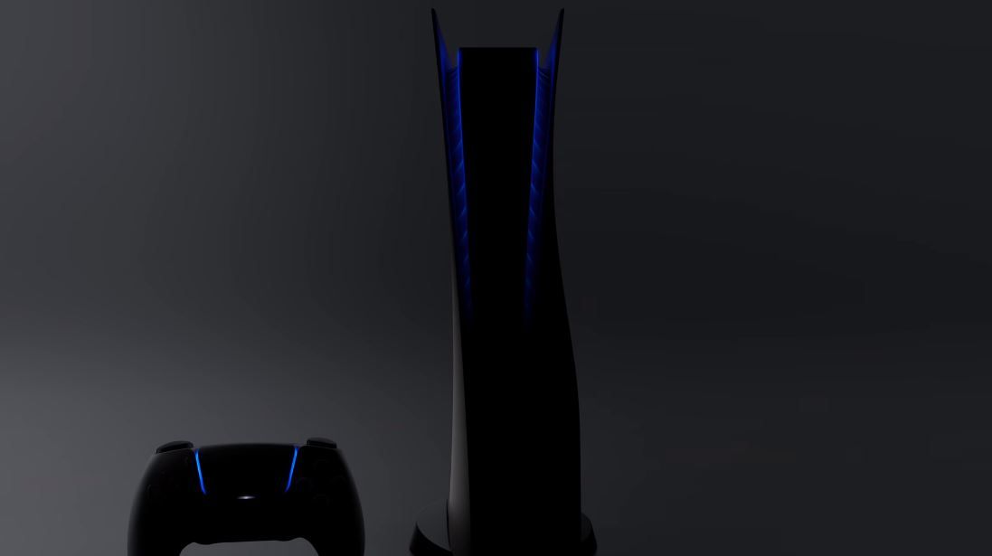 Sony PlayStation 5 w cieniu. Fragment filmu pt. PS5 Hardware Reveal Trailer