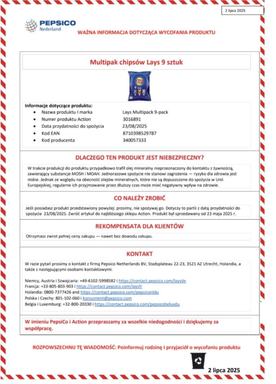 Toksyczna żywność w Action. Jest decyzja o wycofaniu produktu