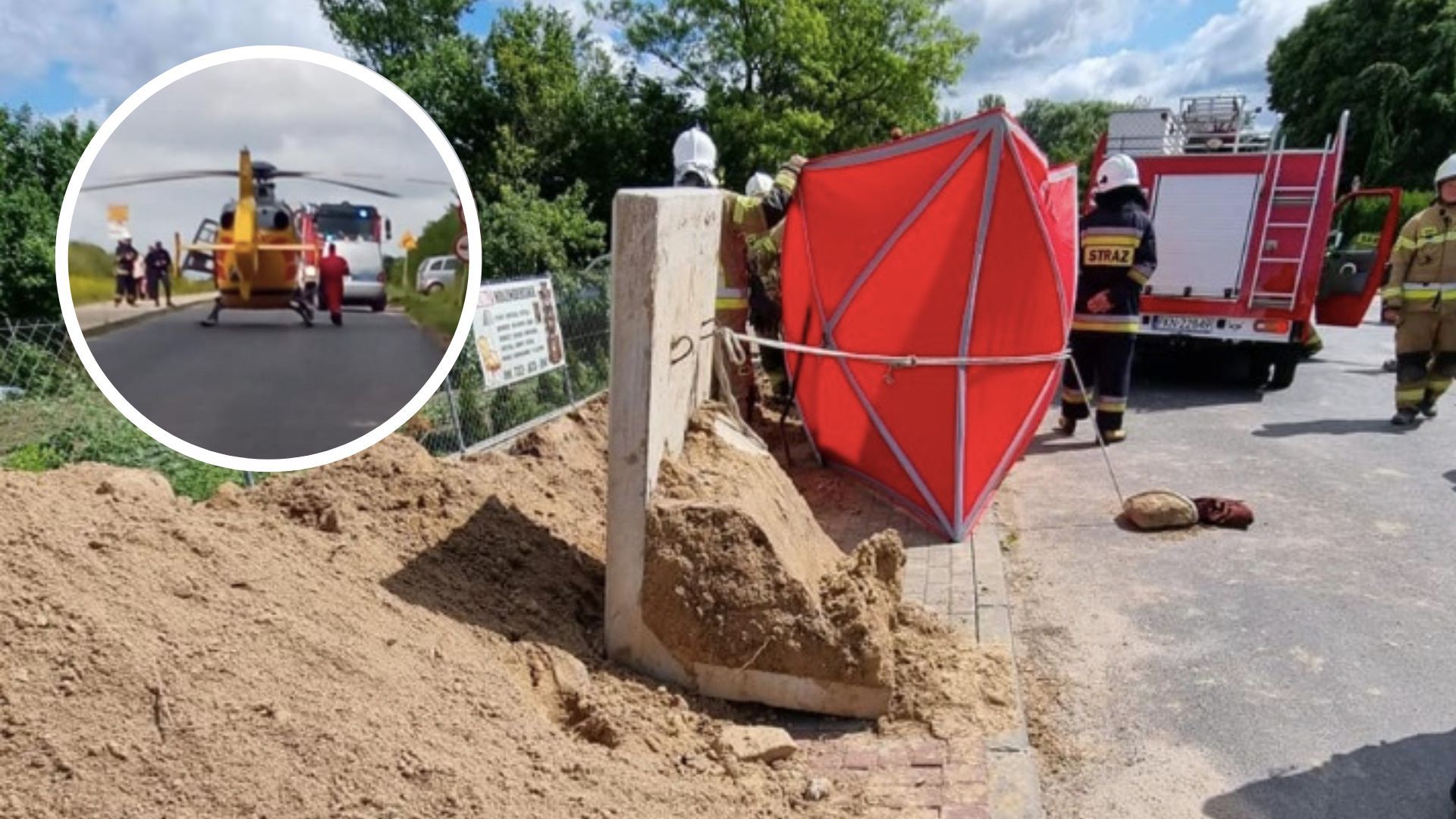 Wielkopolska: robotnik zginął przygnieciony betonową płytą, osunęła się ziemia