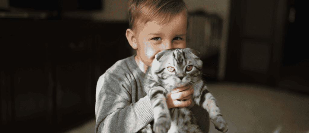 chłopiec z kotem