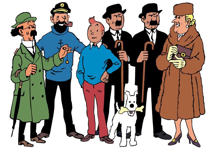 Grafika przedstawiająca bohaterów komiksu Tintin