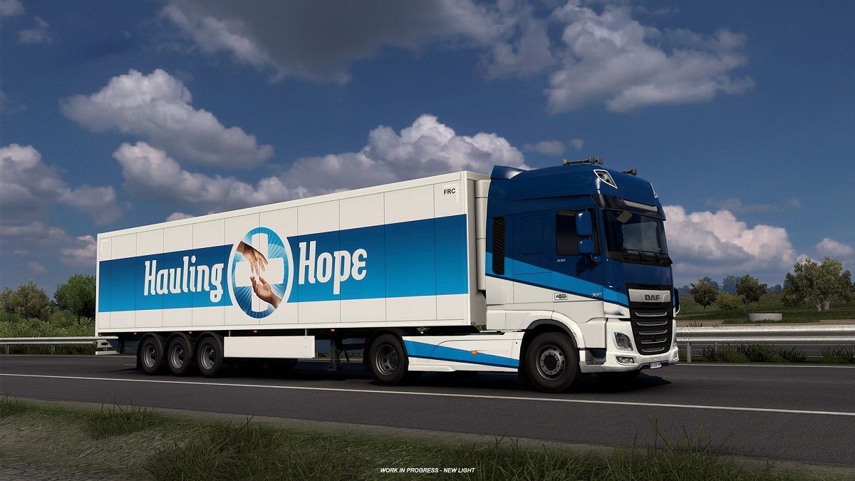 Ciężarówka Euro Truck Simulator 2 z przyczepą eventu #HaulingHope
