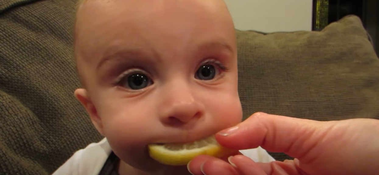 Dziecko próbuje cytryny