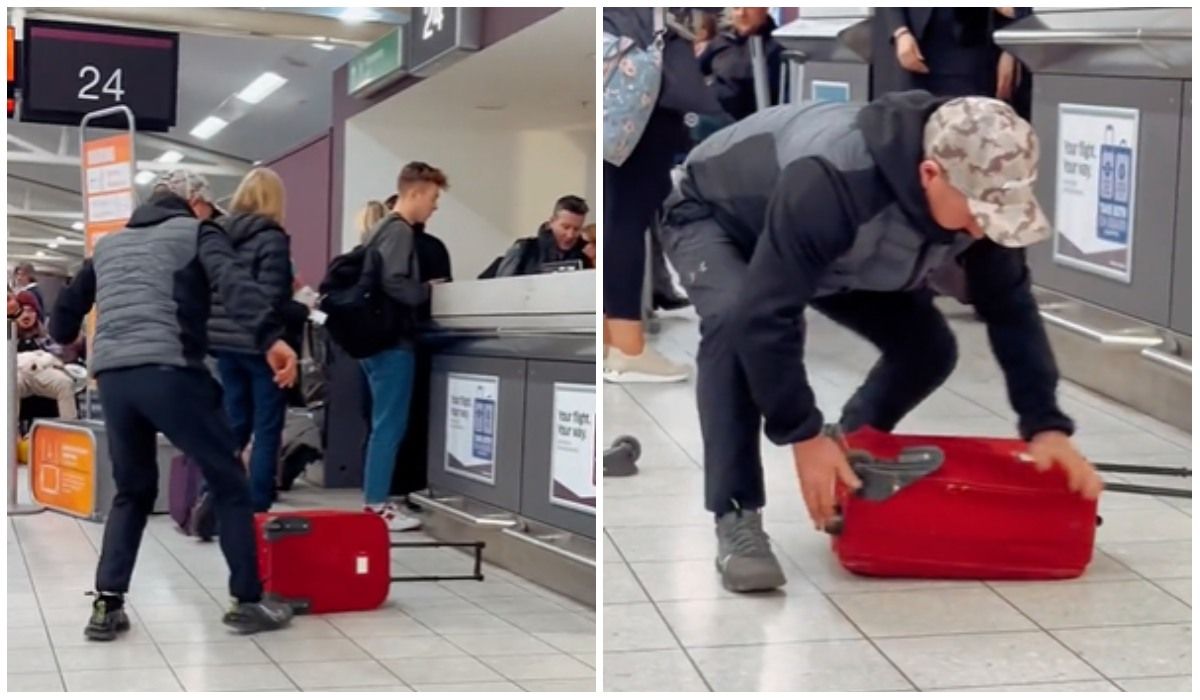 Pasażer zniszczył własną walizkę. Tak chciał uniknąć dopłaty za nadbagaż, Czuję jego ból