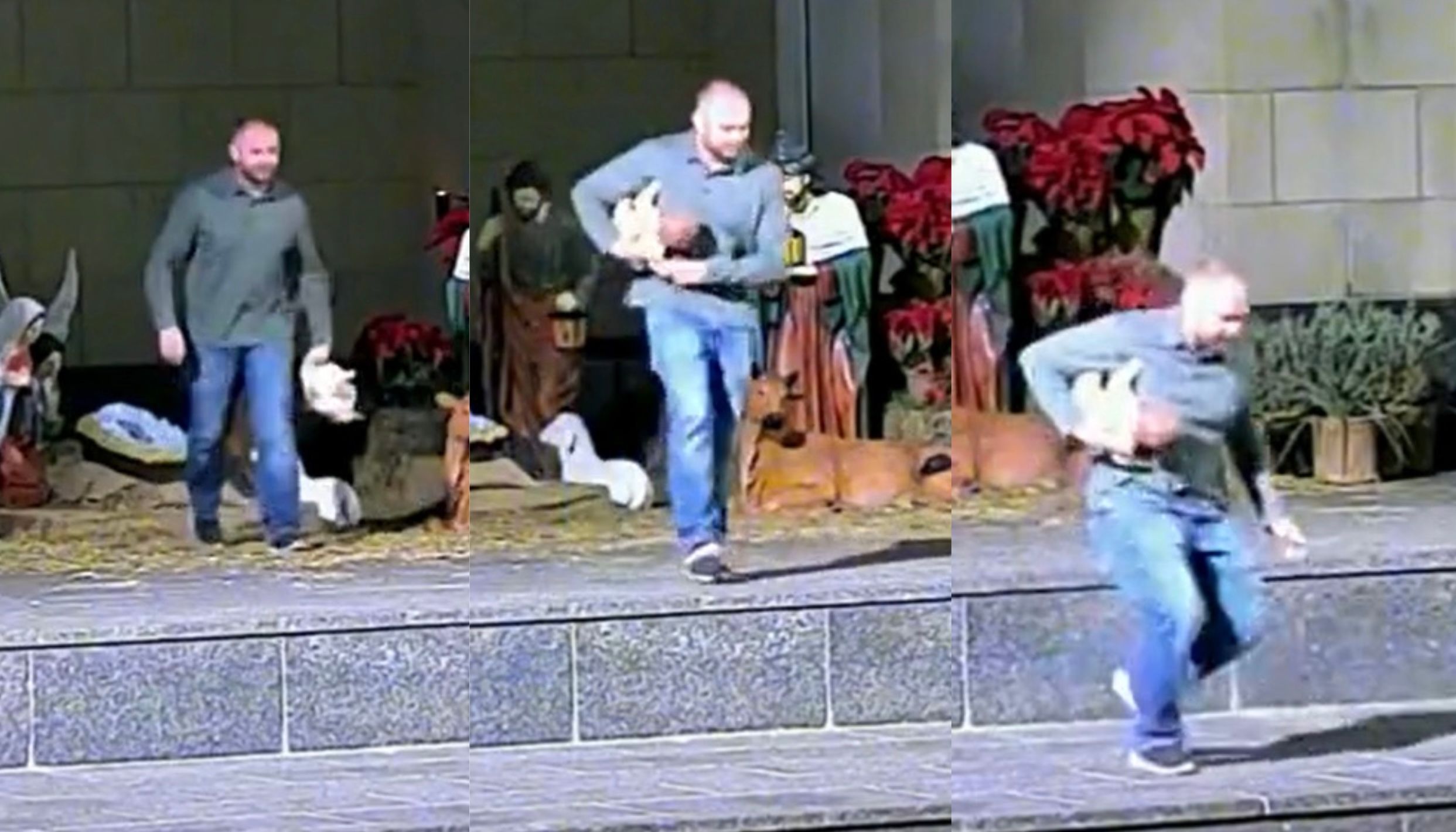 Amerykańska policja opublikowała nagranie, na którym widać jak mężczyzna wykrada żłobka figurkę Dzieciątka Jezus.