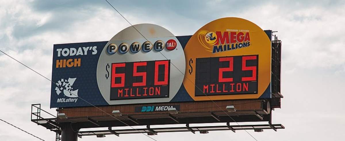 A billboard for the Powerball and Mega Millions lottery game prizes in Missouri.