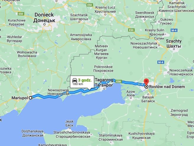 Mariupol i Rostów nad Donem drogą lądową dzieli 180 km