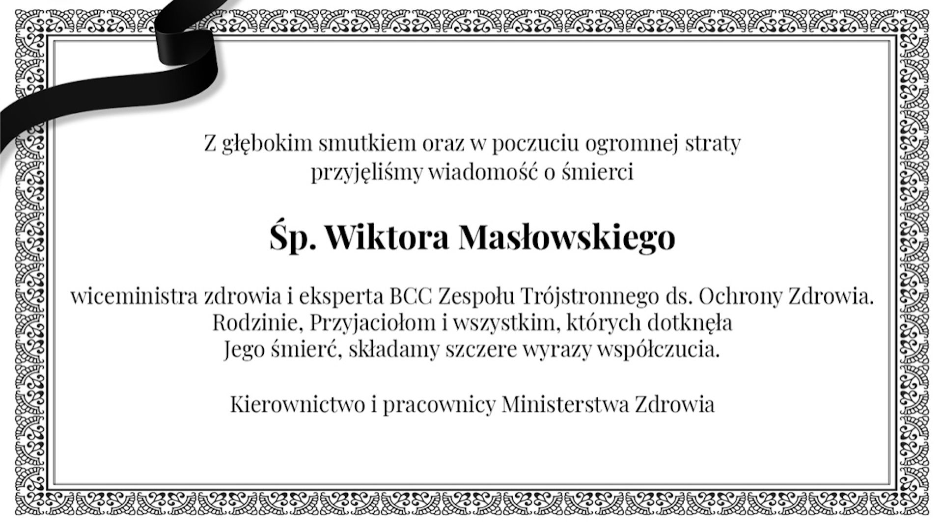 Nie żyje były minister zdrowia Wiktor Masłowski