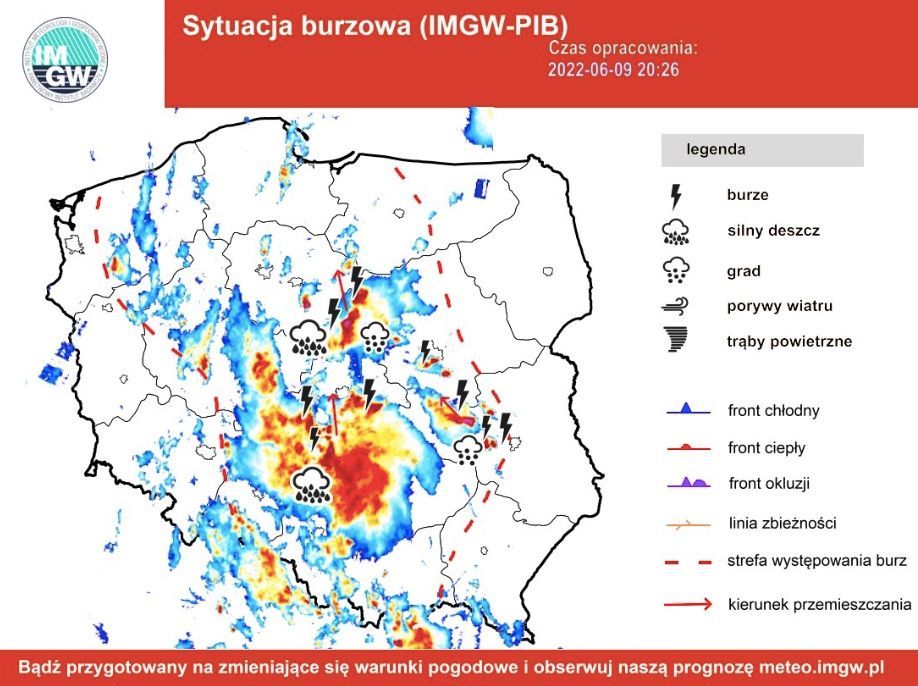 IMGW ostrzega przed superkomórka burzowa z gradem
