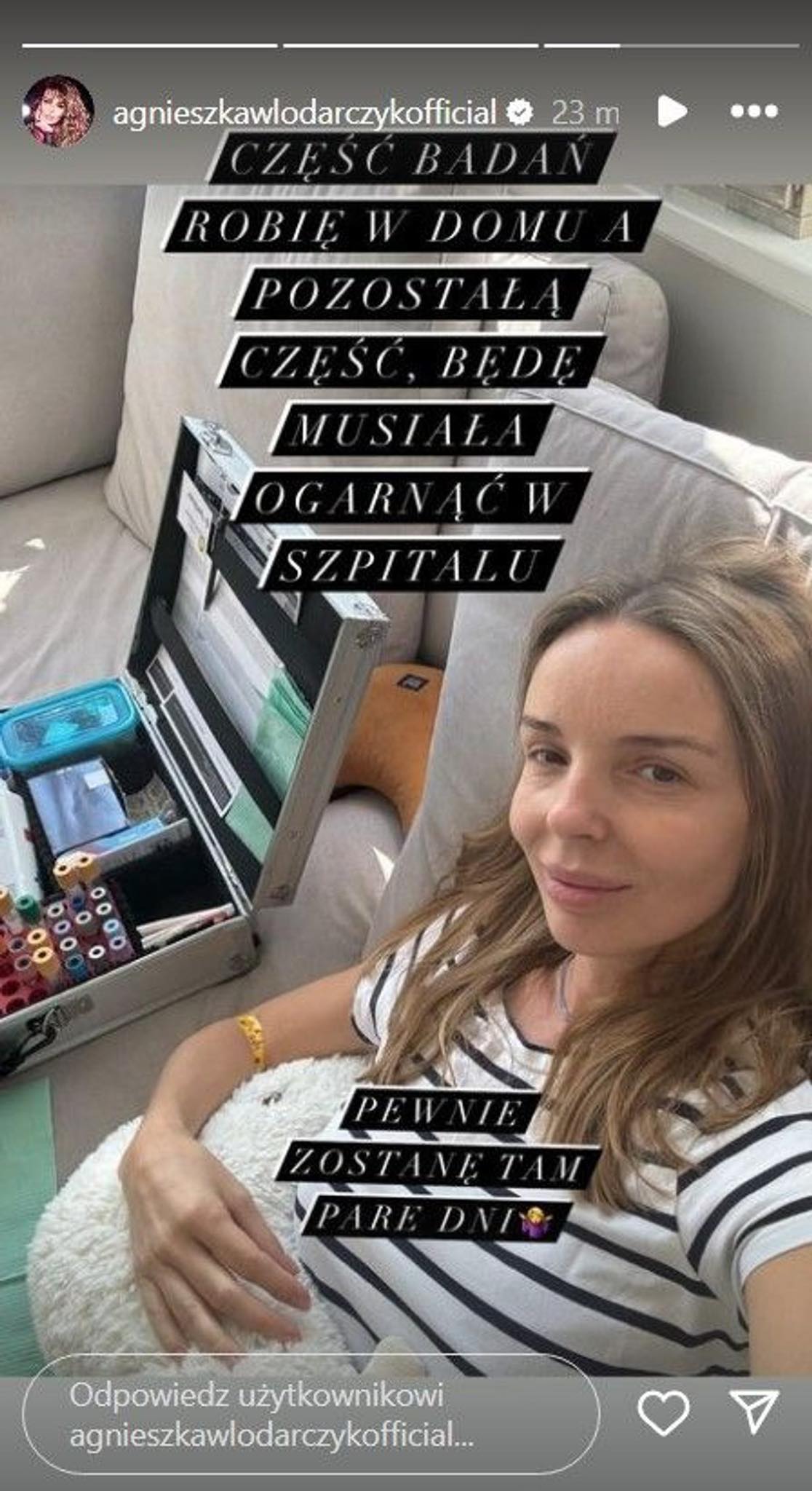 Agnieszka Włodarczyk w szpitalu, fot. Instagram