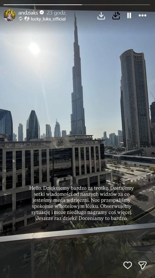 Dramatyczne chwile u Andziaks i Luki. Pokazali, co działo się na niebie nad Dubajem
