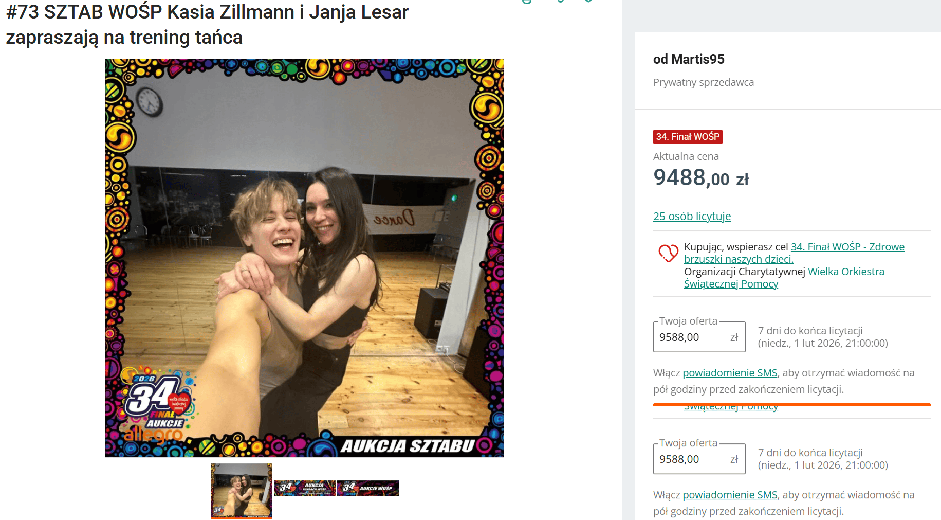 Aukcja Janji Lesar i Katarzyny Zillmann na WOŚP. Tylko nam zdradzono kulisy rozchwytywanej licytacji