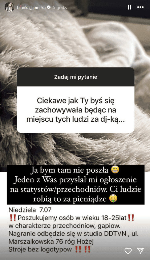 Blanka Lipińska odpowiada internaucie, fot. Instagram