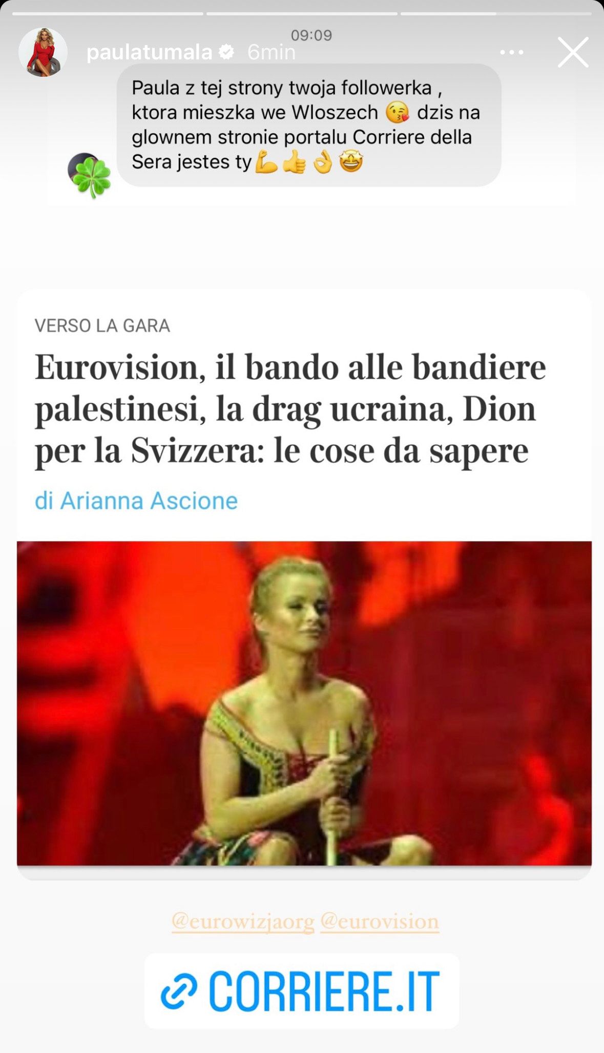 Corriere della Sera o Pauli Tumali na Eurowizji 2014