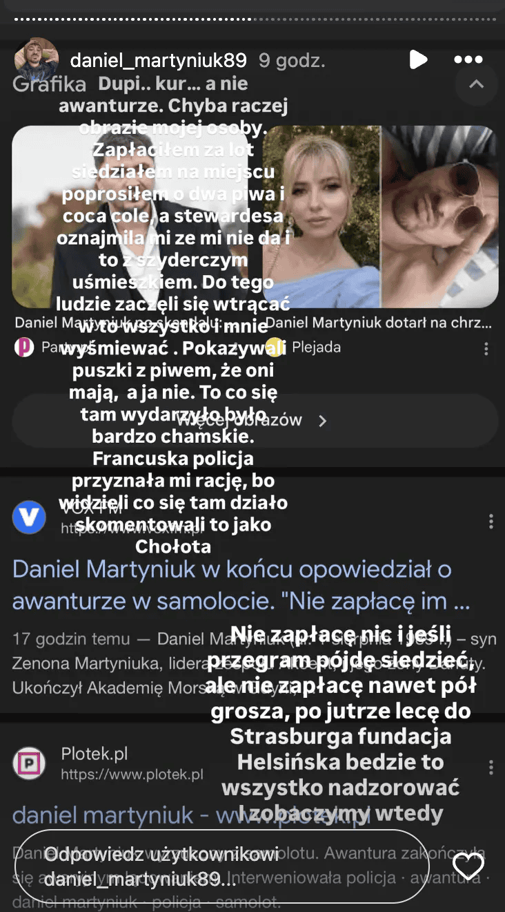 Daniel Martyniuk nie wytrzymał po aferze samolotowej! Wyciekł jego szokujący plan zemsty