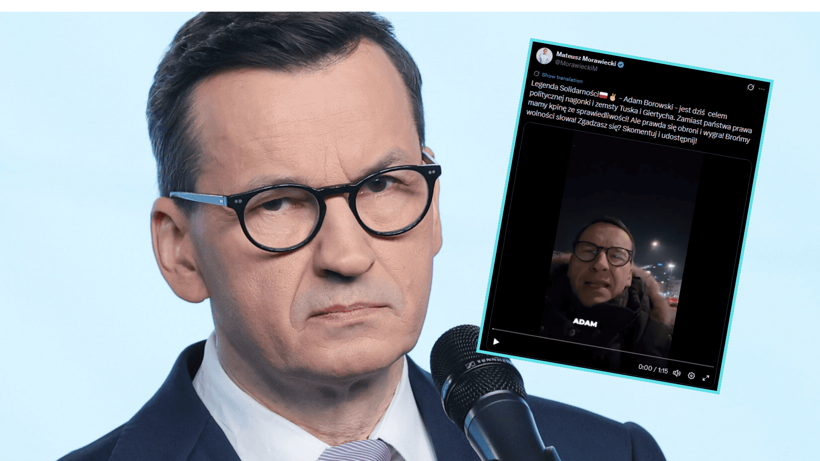 Mateusz Morawiecki uderza w rząd: „Adam Borowski stał się celem politycznej nagonki i zemsty”