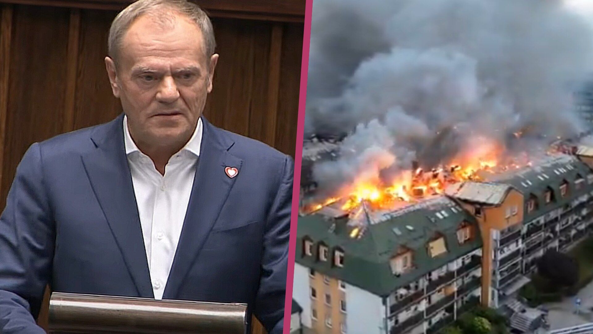 Donald Tusk, pożar w Ząbkach