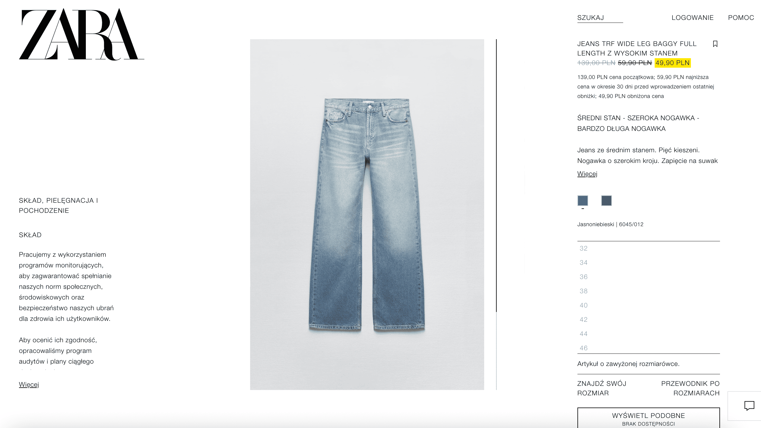 Dżinsowe spodnie z Zary, cena: 49,90 zł