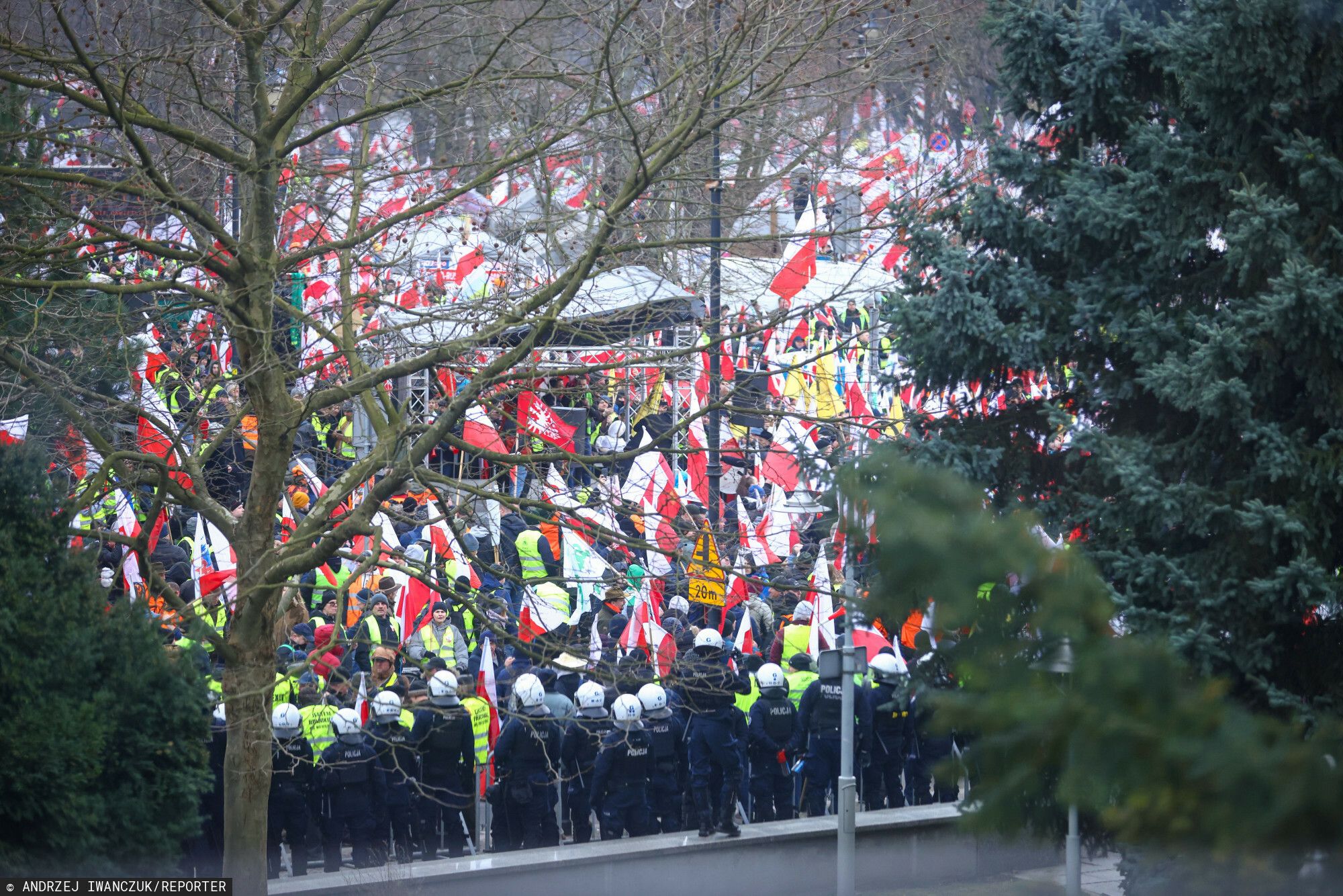 strajk rolników Polaka, policja
